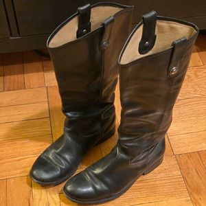 Frye Melissa Button Riding Boot - Black - Size 7.5